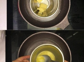 step1: 先做餅底
隔熱水把牛油先煮溶