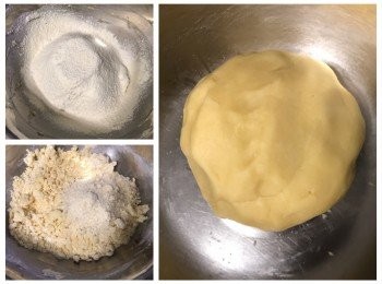 step4: 將已過篩材料加入用膠刮拌匀，最後，加入杏仁粉拌勻