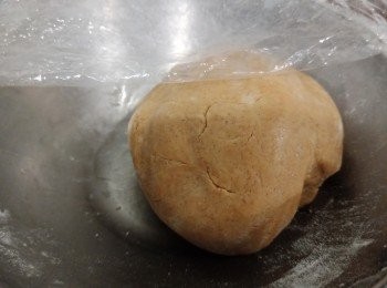 step4: Then knead gently until dough comes together. Wrap in cling film and chill for 30 minutes.