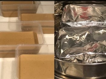 step3: 隔水中大火蒸30分鐘至稍為凝固