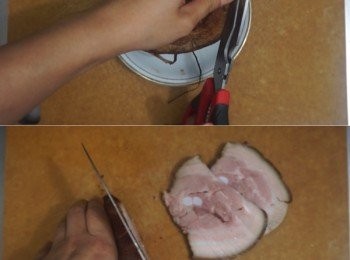 step11: 叉燒雪好後,之後拆掉棉繩切片即可