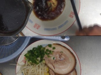 step11: 拉麵碗底加入1/3的滷叉燒醬油(大概4大匙)
放入拉麵、叉燒、醬油糖心蛋