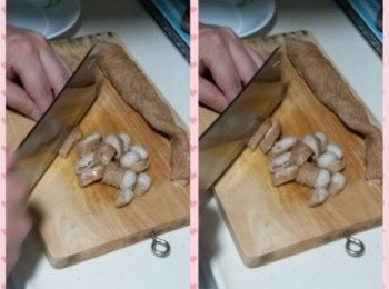 step1: 將現成買返來既大腸切開，切成小段