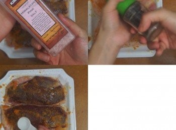 step4: 再抹上鹽、黑椒粉，最後淋上橙酒/其他洋酒