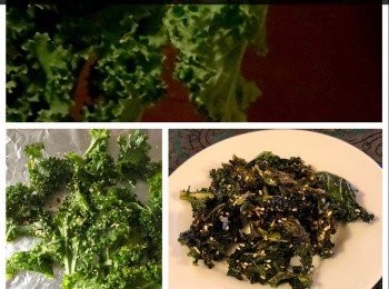 step8: 剩下來的羽衣甘藍 Kale，加少許鹽，油和芝麻攪勻後，放入焗爐內以180度去焗20分鐘，做成羽衣甘藍 Kale 薄脆，很香口有點像紫菜。



想知道我更多食譜，可去我Facebook， 
專頁。

https://m.facebook.com/carlineki/