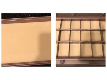 step6: 倒入蛋糕模內，輕"噔"幾下