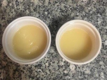 step5: 並將兩份果凍的洋菜粉，分別用冷開水泡開。