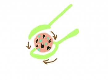 step5: 小匙將紫菜墨魚滑整成圓形（如似呢張圖咁整）