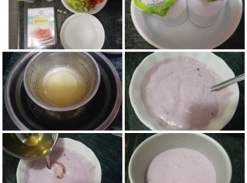 step1: 乳酪部分：
將乳酪隔水坐至稍有溫度即可（如你用的乳酪沒有加糖，可加少許糖視乎個人喜歡）也可以用煲小火煮至有少少溫度。
凍開水倒入魚膠粉攪勻坐熱水至融化
將魚膠溶液加入乳酪內，拌勻至溶化。然後倒入容器內，放入雪櫃冷凍至凝固。