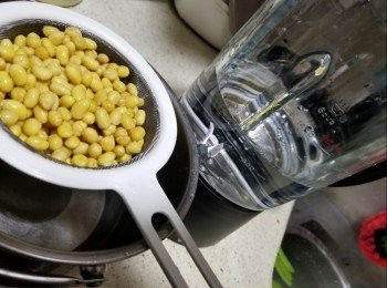step1: 黃豆100g洗淨浸水2小時隔去水份，加入1000ml水入破壁機內