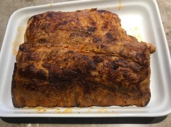 step6: 煎好後放上焗盤，用錫紙封着150度焗一小時