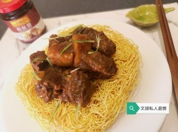 step13: 兩面黃淋上柱侯汁牛肋腩即完成。