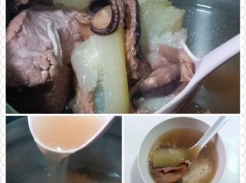 step3: 先預先將水煲滾，再將所有材料一併放入，煲至大滾後轉中小火再煲一個鐘即可。煲完啲湯都一樣咁清，唔會油膩