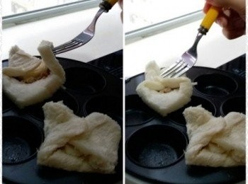 step2: 於面包上放入蕃茄，再放入吞拿魚蓉，最後再將放多一層蕃茄及放上BB芝士即可