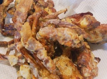 step13: 在已炸好的軟殼蟹灑上七味粉並上碟。