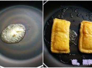 step3: 以少量無鹽牛油預熱平底鑊，再將已沾上蛋漿既麵包放入鑊中，以慢火煎香即成
