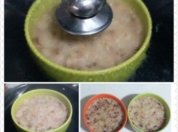 step5: 最後再將已炒香嘅香蝦米粒、冬菇粒及叉燒粒加入一同混和，完成後即可盛起及分成兩碗，待蒸煮，預先煲好滾水，待水滾後將蘿蔔糕隔水蒸煮四十五分鐘