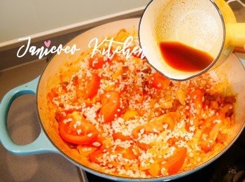 step13: 加入已調味的番紅花水拌勻。