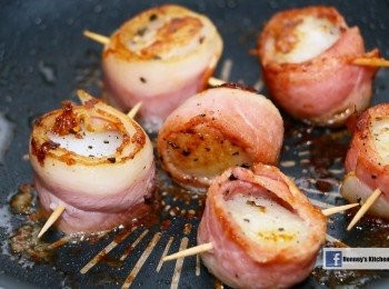 step6: 帶子煙肉卷煎至金黃