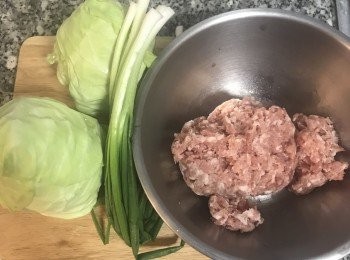 step1: 高麗菜和蔥洗淨瀝乾；