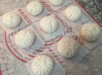 step18: 依序將10顆都完成後，排入蒸籠中，進行發酵，一般約為30-40分鐘，取決於室溫高低。