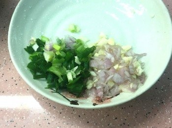 step2: 將薑蔥頭、蒜頭、蔥切碎待用