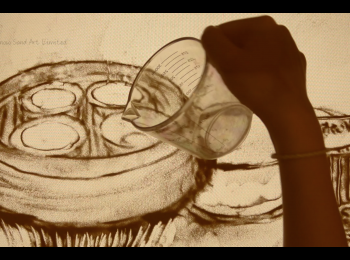 step4: 用油抹砵仔，大火預熱砵仔，將粉獎加入 再加入紅豆