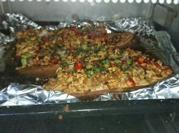 step8: 倒轉焗盤，把茄子再次放入焗爐，焗20分鐘。