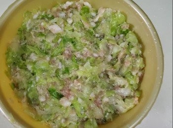 step2: 椰菜餃釋出水份不要太乾身，三成水份可以啦