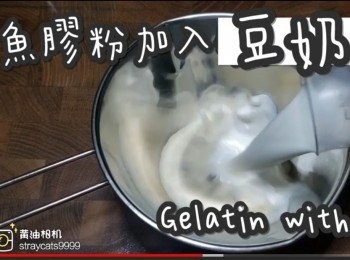 step9: 魚膠粉加入豆奶