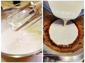 step2: 忌廉用之前先喺雪櫃攞出嚟，用打發器，打到帶杰身，大概忌廉可以容易掛喺打發器上，已經可以。