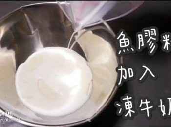 step9: 魚膠粉加入牛奶