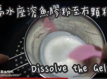 step10: 隔水座溶魚膠粉至冇顆粒