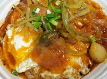 step3: 倒入雞蛋中完成，五柳菜雞蛋完成