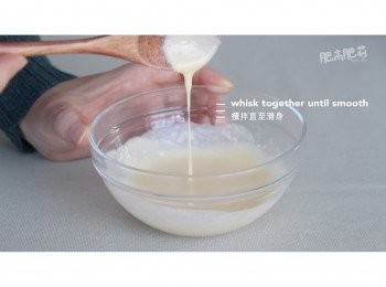 step15: 現在就可以做簡易<span class="group_3">糖霜</span>: 把30g 無鹽牛油(室溫) 與60g 煉奶攪拌均勻, 加2茶匙檸檬汁, 攪拌直至滑身