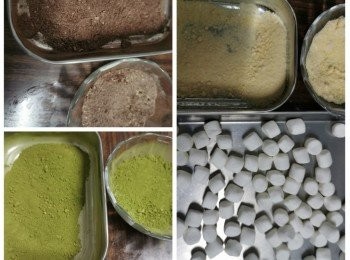 step4: 把三色粉各自混合，備用。
