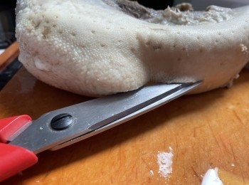 step3: 將厚表皮（脷苔）由中間剪開