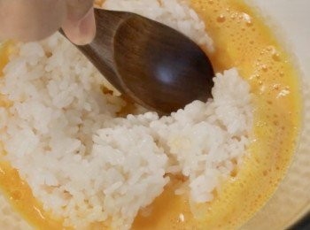 step1: 首先把材料準備好，把雞蛋打發後加入白飯
然後加入醬油或蠔油，植物油，拌勻。蔥先切好。
