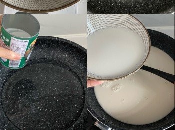 step2: 250 毫升清水加入粟粉拌勻
另外 250 毫升清水加入糖煲滾混合，加入椰漿
