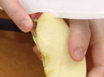 蘋果去核切塊。
Remove seeds then chop apples