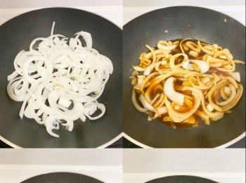 step2: 炒香洋蔥至淋身，加入<span class="group_2">醬汁</span>煮淋洋蔥