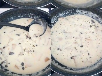 step4: 中火煮滾，加入香草碎拌勻即可