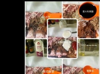 step4: 1. 豬肋排室温解凍，洗淨，用廚房紙抹乾水份，撕去背面薄膜，反轉豬肋排並在骨與骨之間用刀𠝹一下，這可讓豬仔排加快入味。