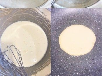 step3: 平底鑊落少少油，加入麵糊
煎至兩面金黃即可