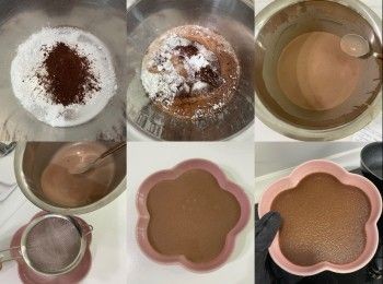 step1: 冰皮：混合所有材料，過篩，蒸30分鐘
取出，用筷子攪拌