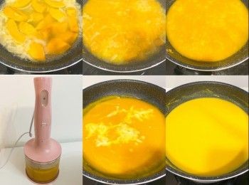 step2: 加入雞湯煲滾，放入南瓜，中細火煲至稔身
放涼，用攪拌器打至滑身
再放入煲內，加牛奶、調味料即可