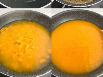 step2: 南瓜去皮切件，煲至稔身