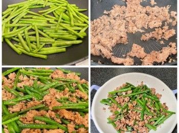 step1: 浸軟欖角後剁碎，蒜頭剁碎，新豬肉解凍，法邊豆切段