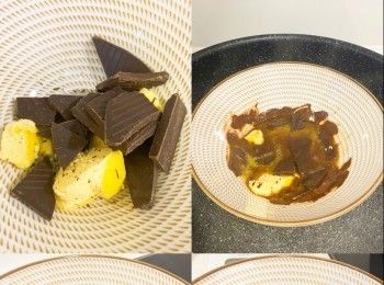 step2: Chop the dark chocolate, then transfer it and the butter to a bowl then heat.
