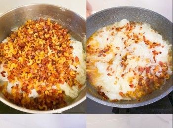 step6: 放入蘿蔔絲煮淋，加入<span class="group_2">調味料</span>拌勻
先把預早留起的蝦米水、瑤柱水混合，再加蘿蔔水直至夠2400ml
把沾米粉逐少加入2400ml高湯混合，搞拌直至無粉粒